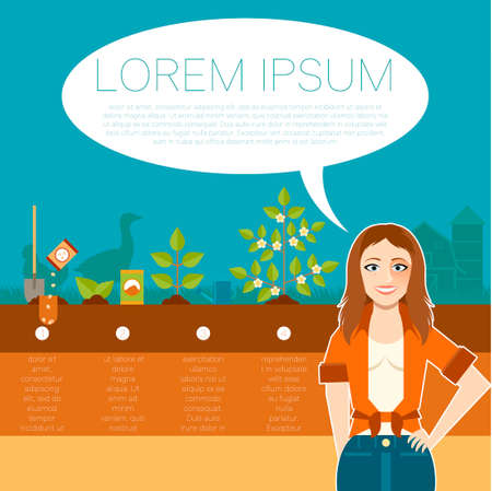 Vector image of the  Grow trees bannerのイラスト素材