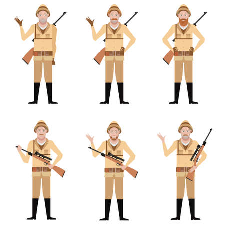 Vector image of the Set of Safari Huntersのイラスト素材