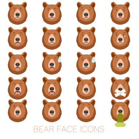 Vector image of the Set of bear face iconsのイラスト素材