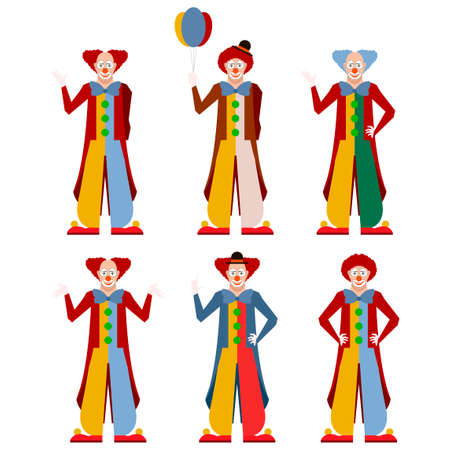 Vector image of the flat icons of clownsのイラスト素材