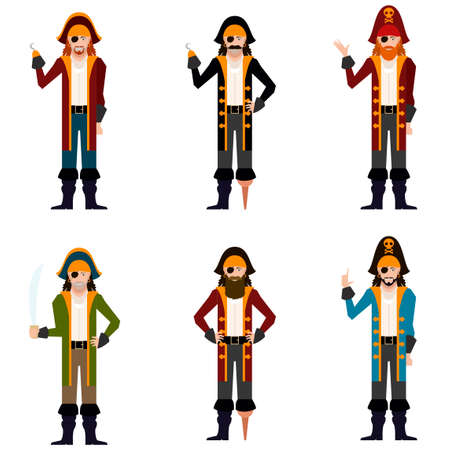 Vector image of the Set of flat pirate iconsのイラスト素材