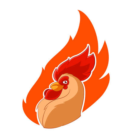 Vector image of the Rooster head in the fireのイラスト素材