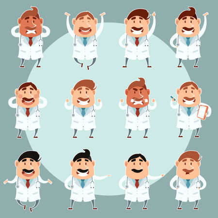 Vector image of the set of cartoon doctorsのイラスト素材