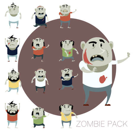 Vector image of the set of zombie flat iconsのイラスト素材