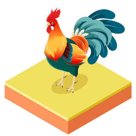 Vector image of the Isometric rooster iconのイラスト素材