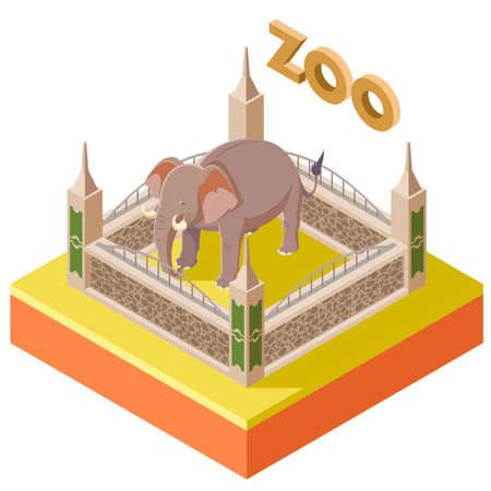 Vector image of the Zoo Elephant isometric icon2のイラスト素材