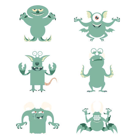 Vector image of the set of monster flat icons
