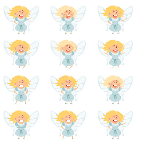 Vecor image of the set of flat fairy iconsのイラスト素材