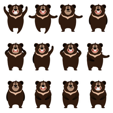 Vector image of the Set of flat moon bear iconsのイラスト素材
