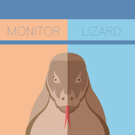 Vector image of the Monitor lizard flat postcardのイラスト素材