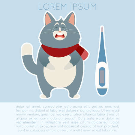 Vector image of the Ill cat and its thermometerのイラスト素材