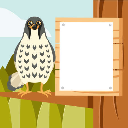 Vector image of the Happy Falcon on the Tree flat backgroundのイラスト素材