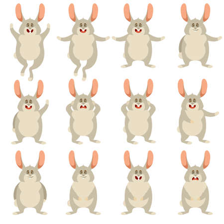 Vector image of the Set of flat rabbit iconsのイラスト素材