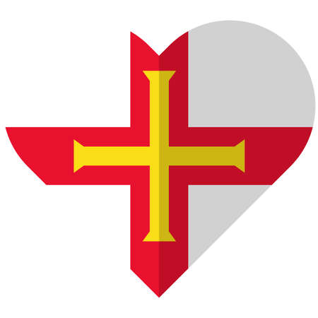 Vector image of the Guernsey flat heart flagのイラスト素材