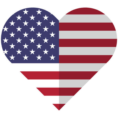 Vector image of the United States of America flat heart flagのイラスト素材