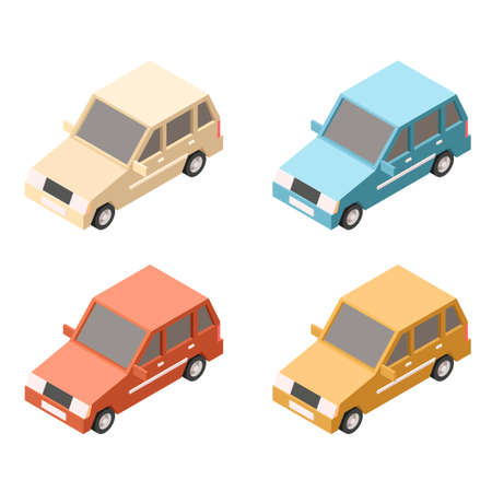 Vector image of the set of Isometric car iconsのイラスト素材