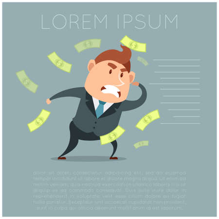 Vector image of the Business concept with man and a wind of moneyのイラスト素材
