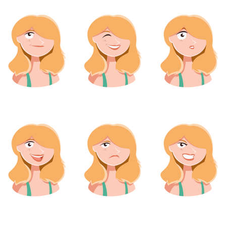 Vector image of the Set of woman face iconsのイラスト素材