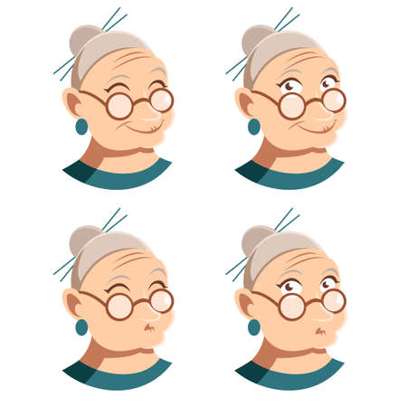 Vector image of the Set of grandmother face iconsのイラスト素材