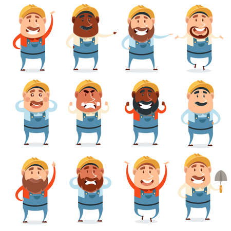 Image of the set of builder flat icons.のイラスト素材