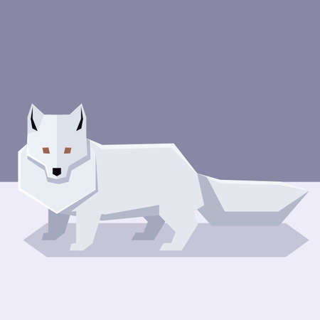 Flat design of polar fox in colored background illustration.のイラスト素材