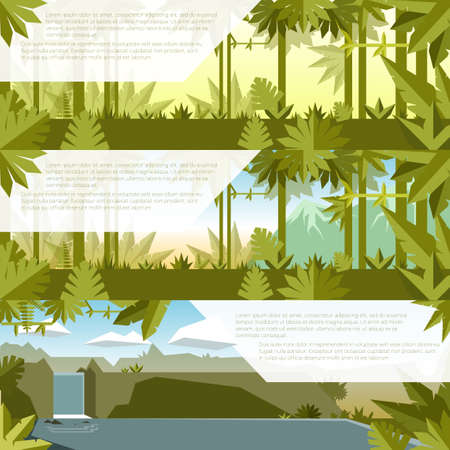 Vector image of the Set of flat banners with junglesのイラスト素材
