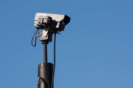 Camera over a blue sky for surveyの写真素材
