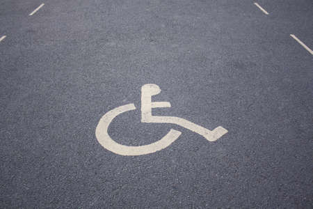 Handicapped Parking sign at car park の写真素材