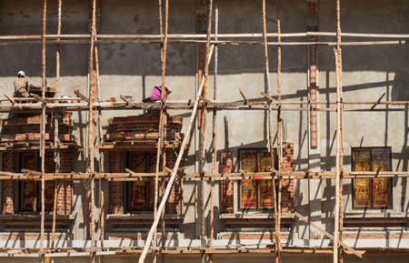 Wooden scaffolding