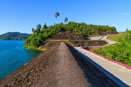 Ratchaprapha Dam for power generation at south of thailandの写真素材