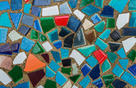 Multi-colored square mosaics close-up.の写真素材