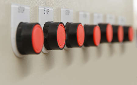 Red stop buttons.の写真素材