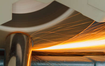 Cutting steel by cutting fiber in steel factory.