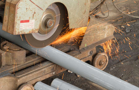 Cutting steel by cutting fiber in steel factory.の写真素材