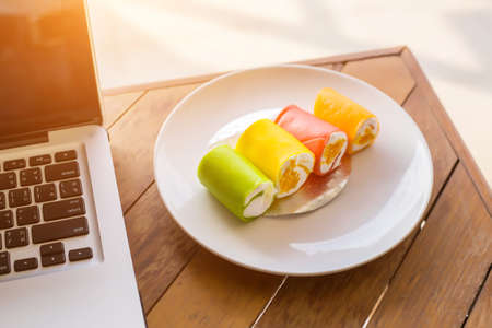 Vegan, raw carrot cake. Healthy food.の写真素材