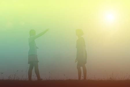 Children play in the evening.