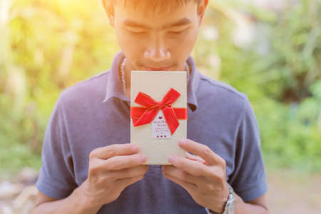 Giving a giftの写真素材