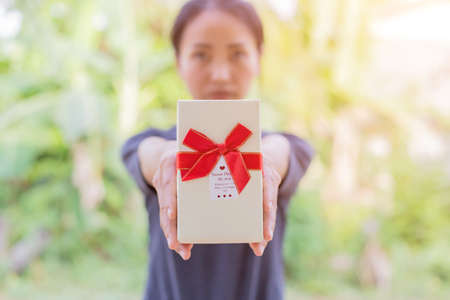 Giving a giftの写真素材