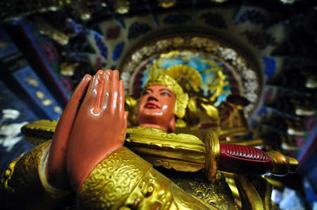 Ultra-wide-angle shot of the statue of a very strongの写真素材