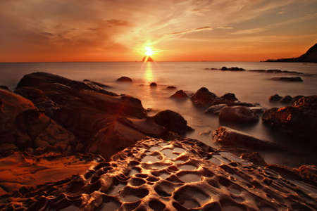 Very warm sunrise and Astralの写真素材