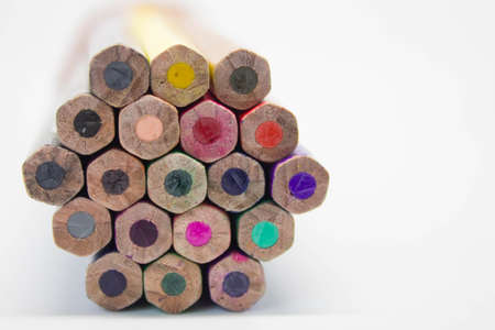 Bottom of color pencil on white background, colored crayons,Crayon isolated on white background,...