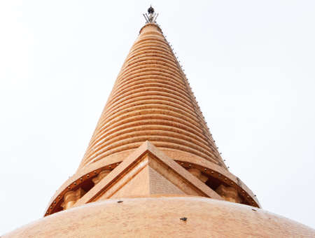 Big orange pagoda and white sky, The largest pagoda, Phra Pathom Chedi Nakhon Pathom province Thailand, Wat Phra Prathom Jedi ,Thailand temple. The big Pagoda of Thailandの写真素材