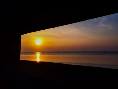 beautiful sunset on the sea, beach sunset, Beautiful blazing sunset landscape at black sea and...