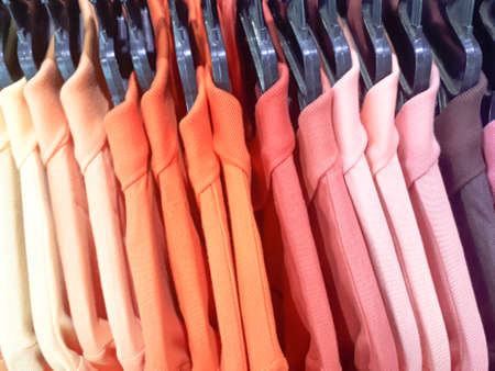 polo-shirt, Close Up Colorful Polo Shirt, Closed up Colorful Polo Shirt on hangers, T-shirts on...
