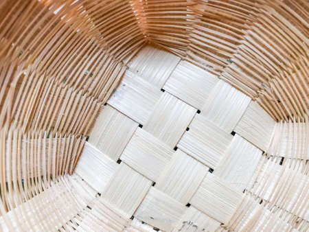 Abstract weave bamboo texture background, Bamboo weave background, Top view Wooden basket Sphere for backgroundの写真素材