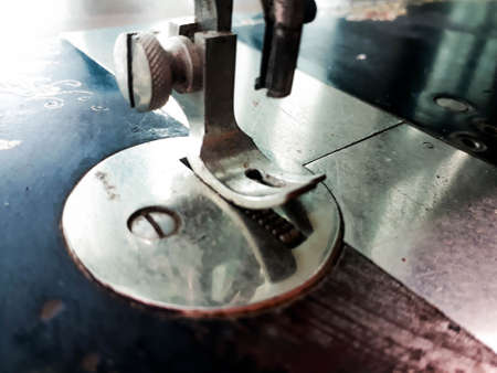 Close up - Old sewing machine, sewing machine and item of clothing, The old sewing machine. Vintageの写真素材