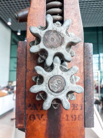 Details gear, Close-up Details of gear, Details of the ancient sewing machine sprocketsの写真素材