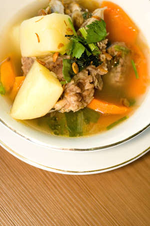 delicious eastern soup on a white bowl  の写真素材