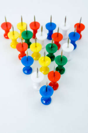 triagle formation of push pins, conceptual for group of peopleの写真素材