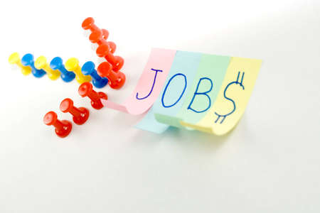 arrow sign pointing to a word JOBS - vacancyの写真素材